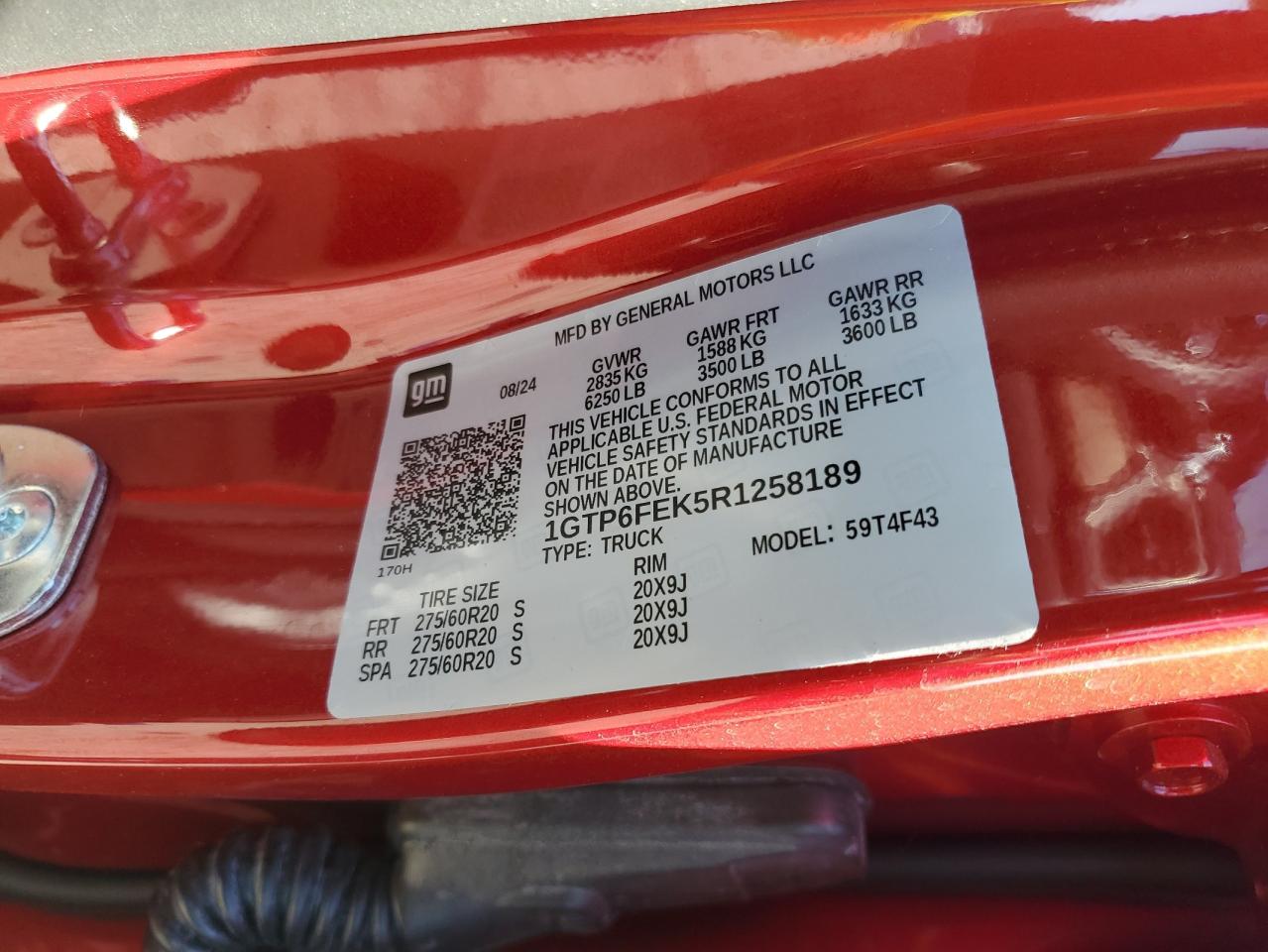 2024 GMC Canyon Denali VIN: 1GTP6FEK5R1258189 Lot: 86152675