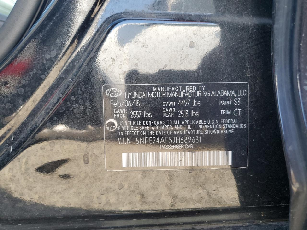 2018 Hyundai Sonata Se VIN: 5NPE24AF5JH689631 Lot: 85552015