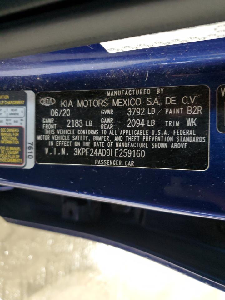 2020 Kia Forte Fe VIN: 3KPF24AD9LE259160 Lot: 91020975