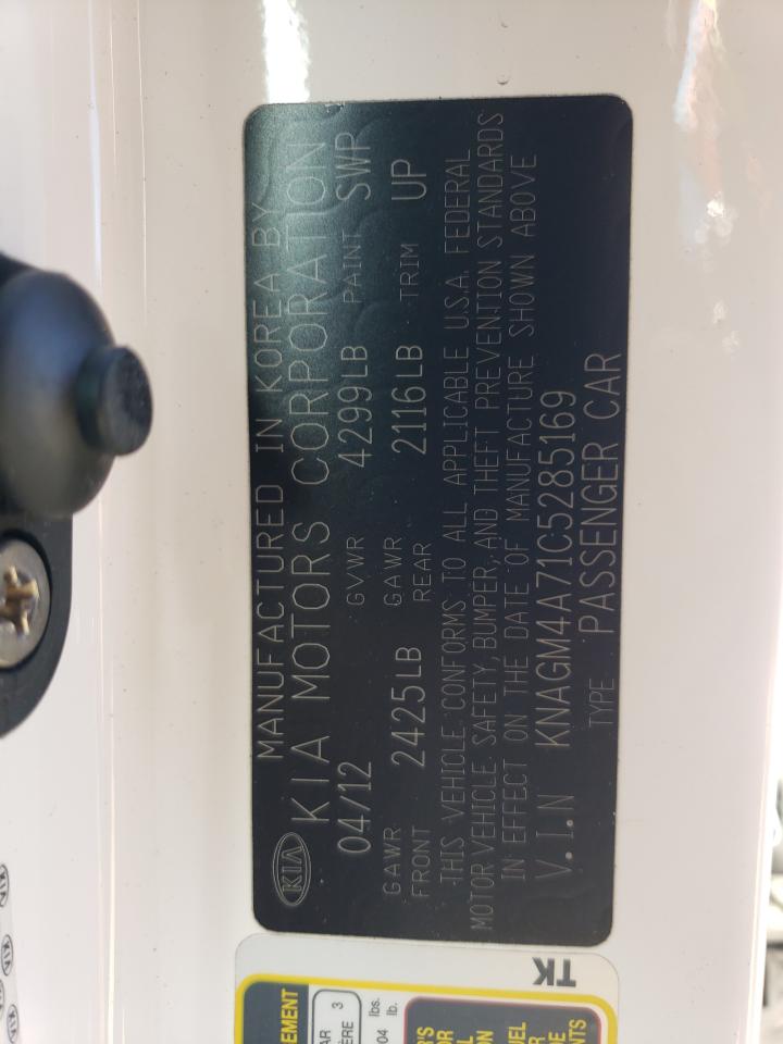 2012 Kia Optima Lx VIN: KNAGM4A71C5285169 Lot: 83946745