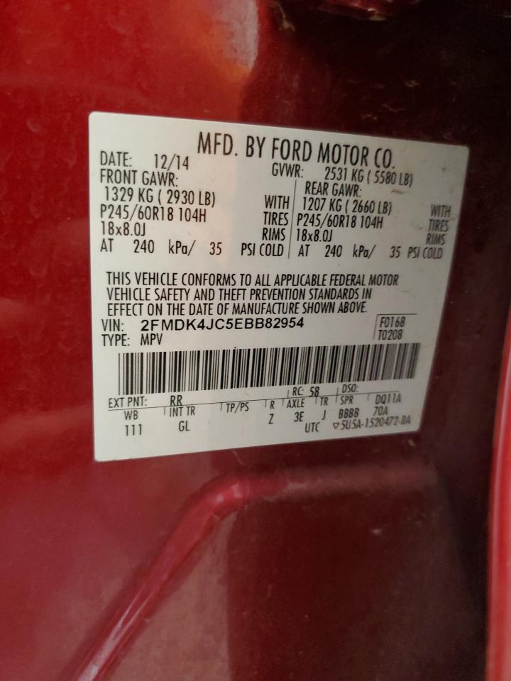 2014 Ford Edge Sel VIN: 2FMDK4JC5EBB82954 Lot: 82705795