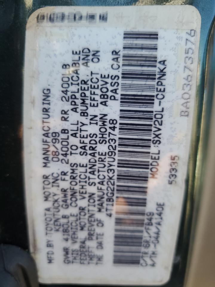 2000 Toyota Camry Ce VIN: 4T1BG22K3YU923748 Lot: 90930425