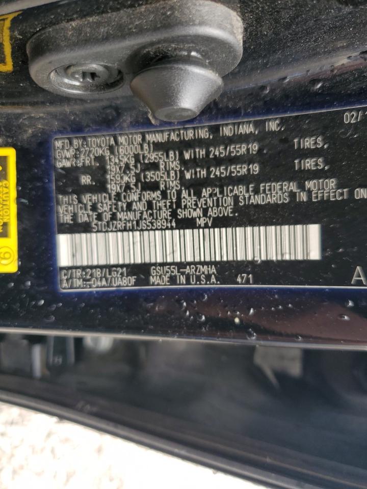 2018 Toyota Highlander Se VIN: 5TDJZRFH1JS538944 Lot: 85262085