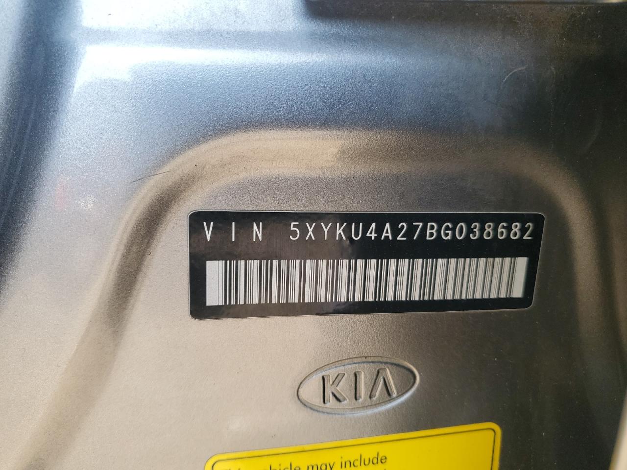 2011 Kia Sorento Ex VIN: 5XYKU4A27BG038682 Lot: 82314365