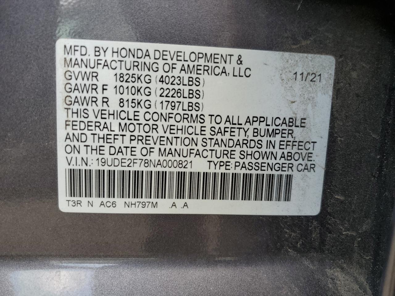 2022 Acura Ilx Premium VIN: 19UDE2F78NA000821 Lot: 86645325