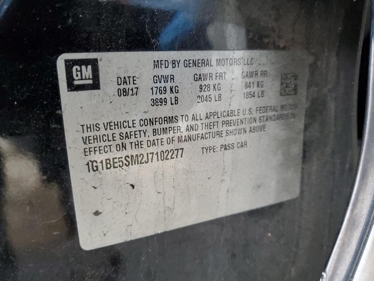 2023 Chevrolet Cruze Lt VIN: 1G1BE5SM2J7102277 Lot: 81803265