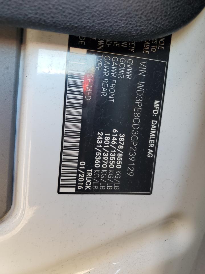 2016 Mercedes-Benz Sprinter 2500 VIN: WD3PE8CD3GP239129 Lot: 85117815