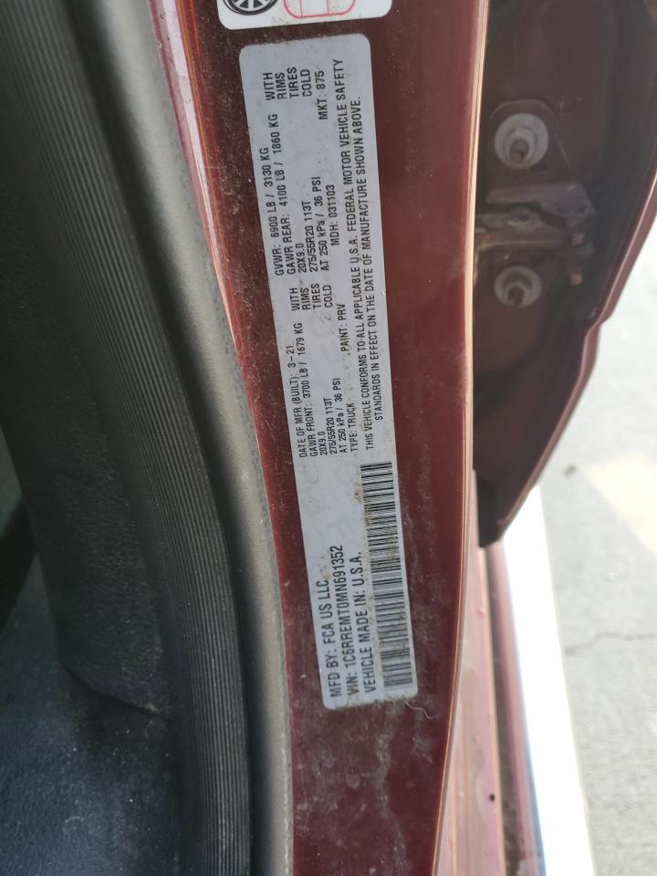 2021 Ram 1500 Big Horn/Lone Star VIN: 1C6RREMT0MN691352 Lot: 82775095