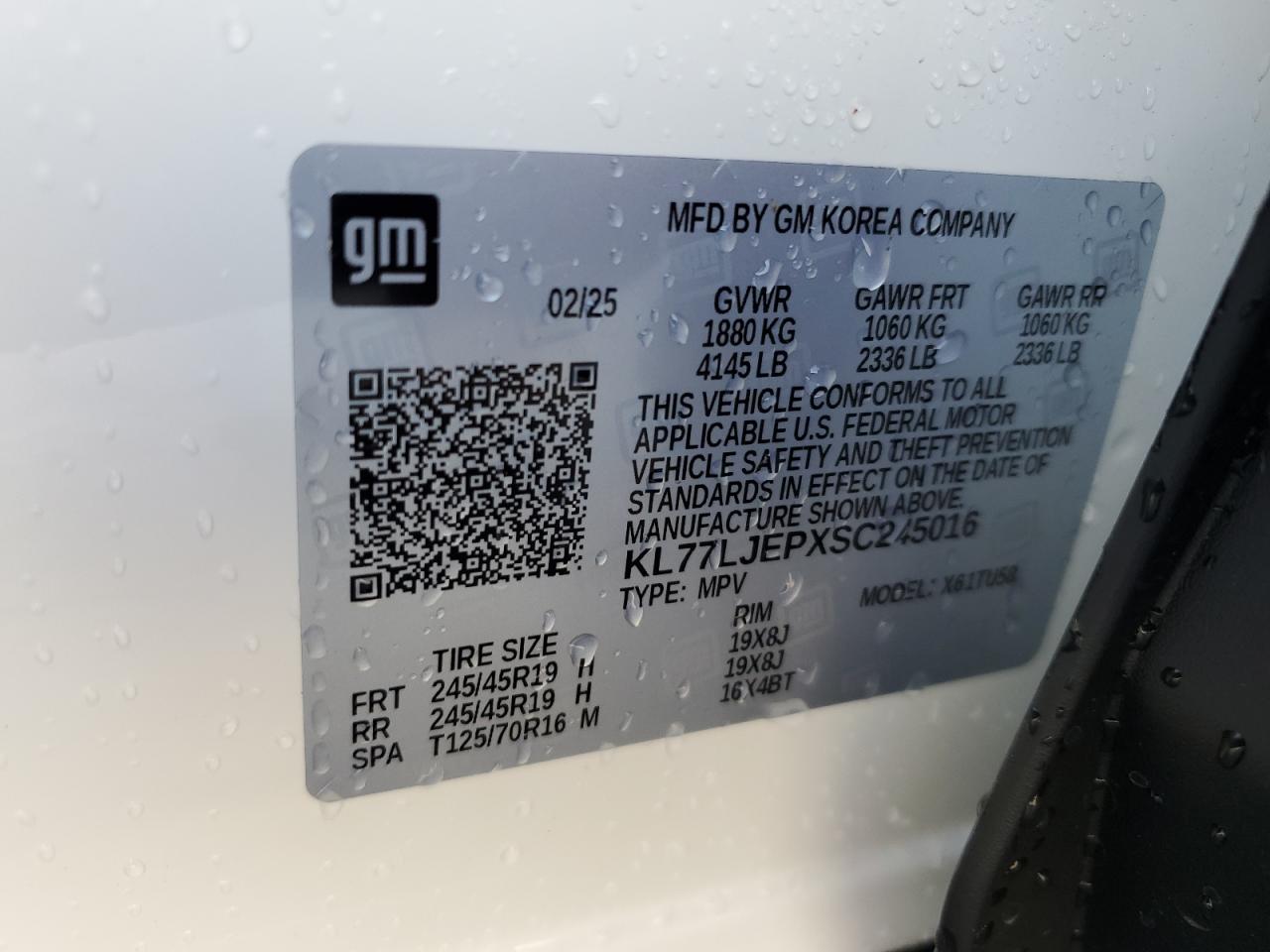 2025 Chevrolet Trax 2Rs VIN: KL77LJEPXSC245016 Lot: 85124805