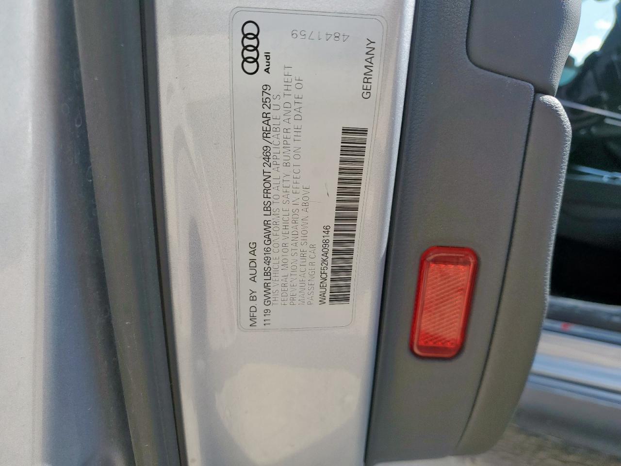 2019 Audi A5 Premium Plus S-Line VIN: WAUENCF52KA098146 Lot: 85104185