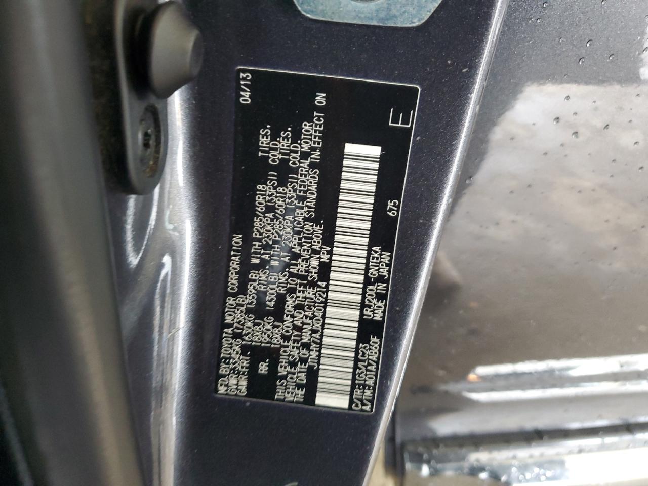 2013 Toyota Land Cruiser VIN: JTMHY7AJXD4019214 Lot: 89525425