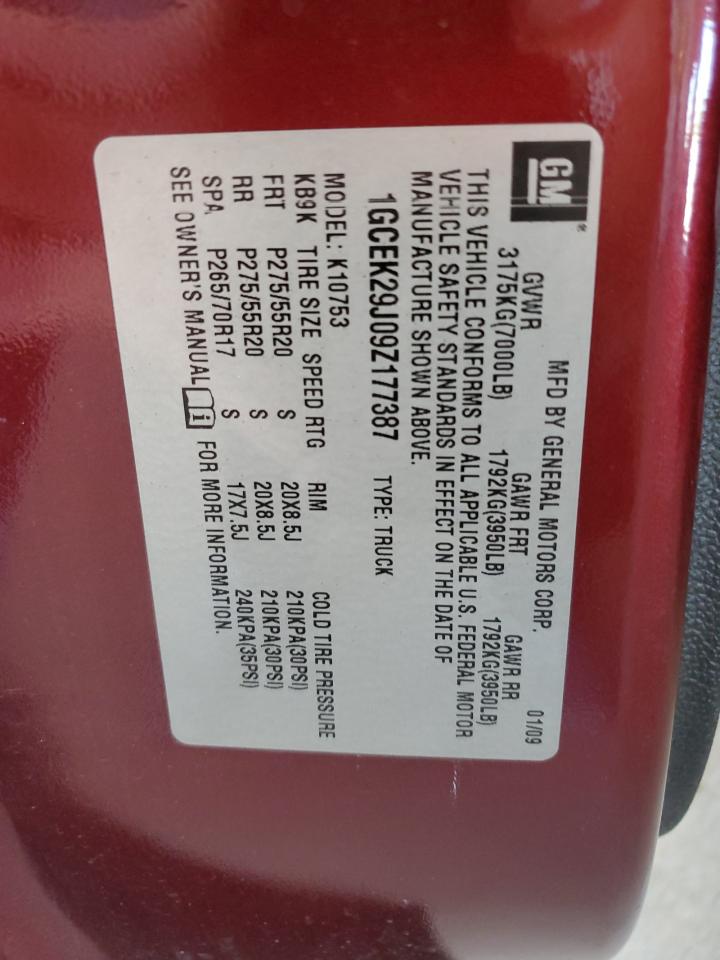 2009 Chevrolet Silverado K1500 Lt VIN: 1GCEK29J09Z177387 Lot: 84637175