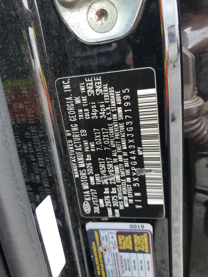 2018 Kia Sorento Lx VIN: 5XYPG4A3XJG371995 Lot: 84580515