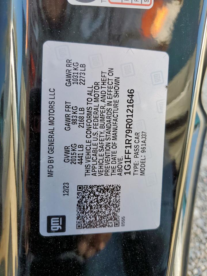 2024 Chevrolet Camaro Lt1 VIN: 1G1FF1R79R0121646 Lot: 86528905