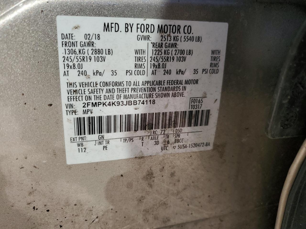 2018 Ford Edge Titanium VIN: 2FMPK4K93JBB74118 Lot: 82499415