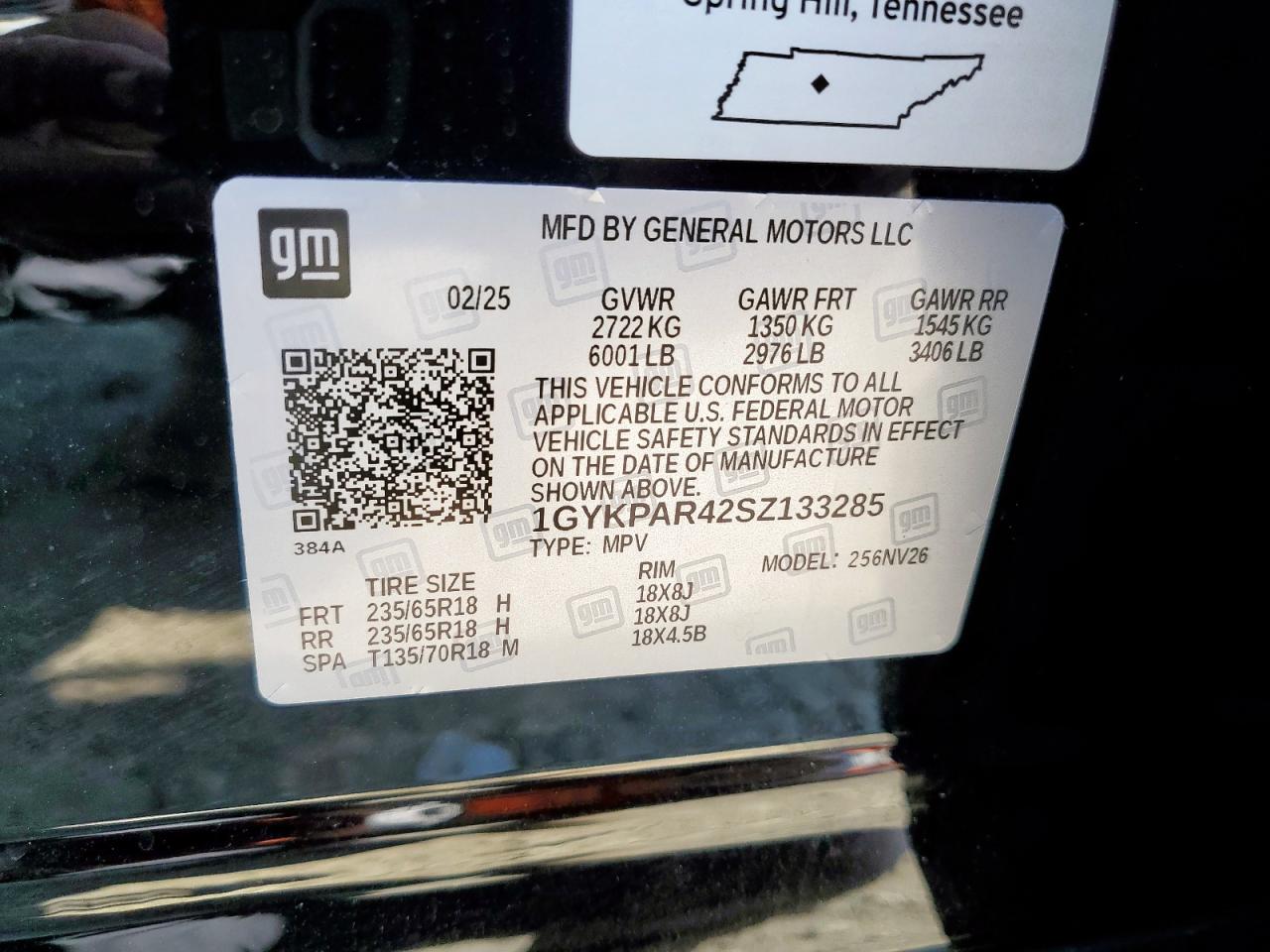 2025 Cadillac Xt6 Luxury VIN: 1GYKPAR42SZ133285 Lot: 84763105