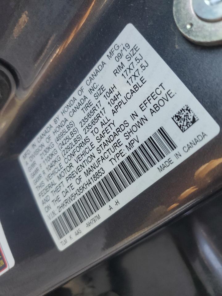 2019 Honda Cr-V Lx VIN: 2HKRW5H35KH418853 Lot: 86548705