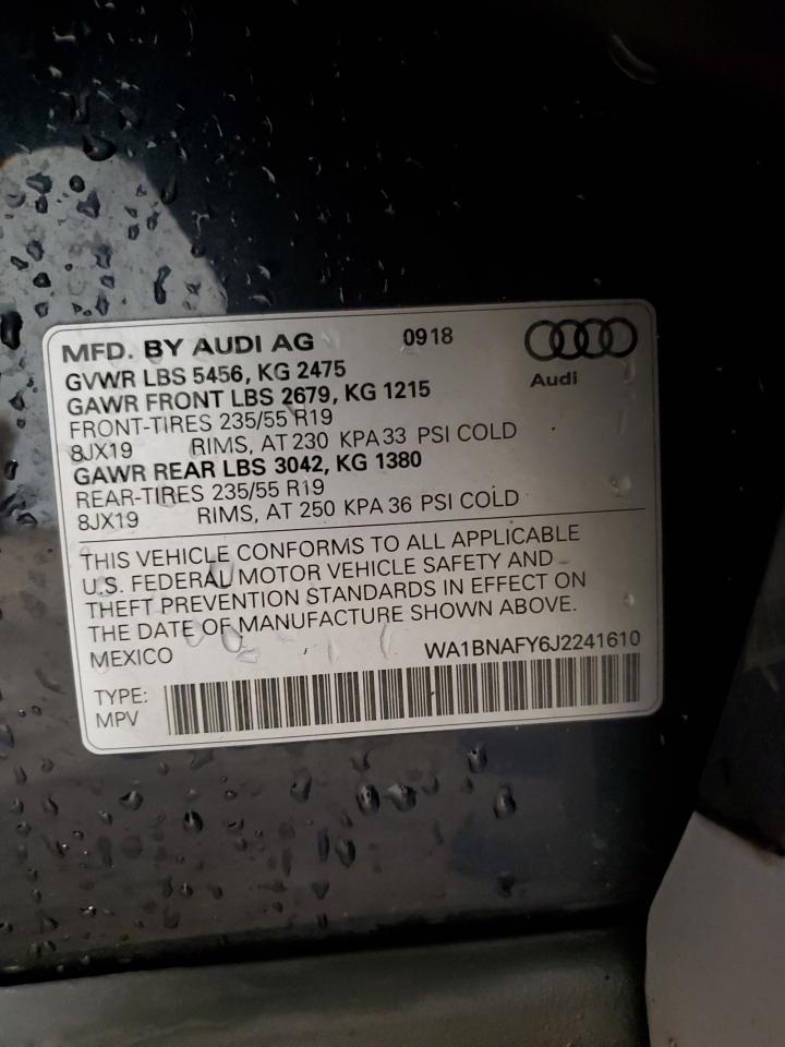 2018 Audi Q5 Premium Plus VIN: WA1BNAFY6J2241610 Lot: 84645605