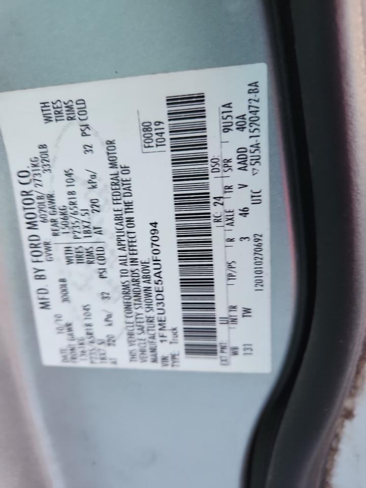 2010 Ford Explorer Sport Trac Limited VIN: 1FMEU3DE5AUF07094 Lot: 86878775