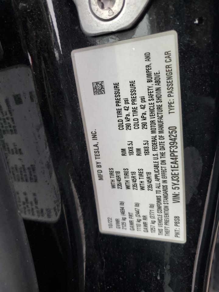 2023 Tesla Model 3 VIN: 5YJ3E1EA4PF394250 Lot: 81897885
