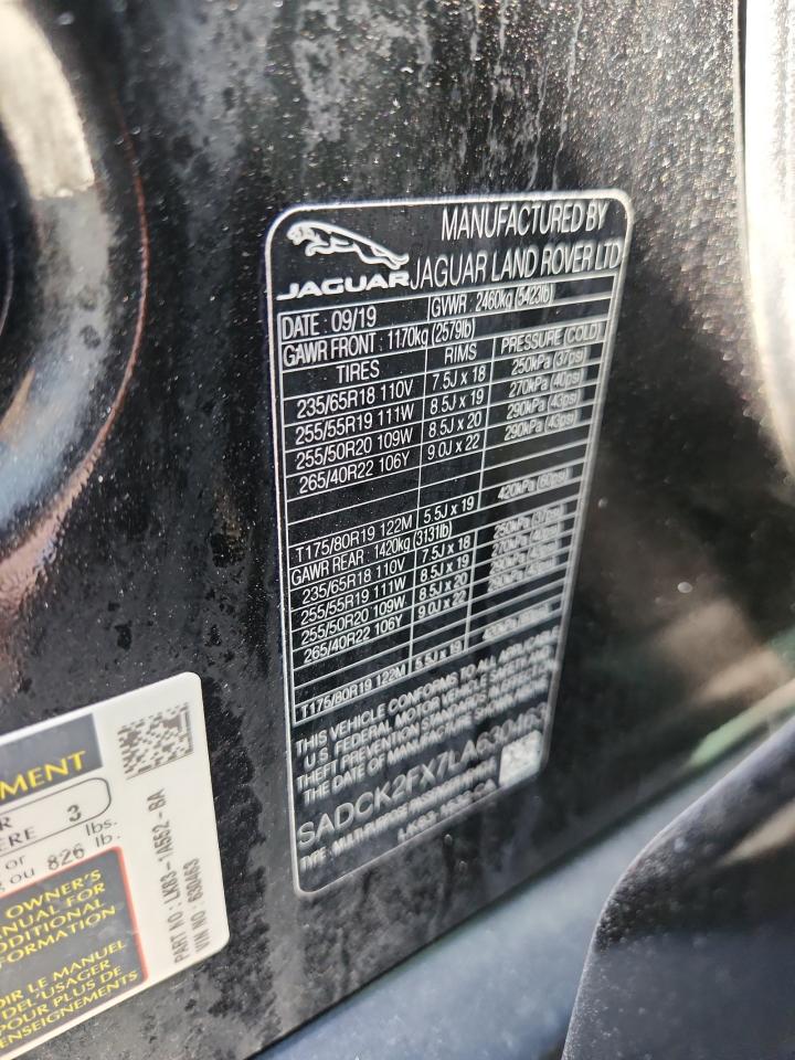 2020 Jaguar F-Pace Prestige VIN: SADCK2FX7LA630463 Lot: 86330175