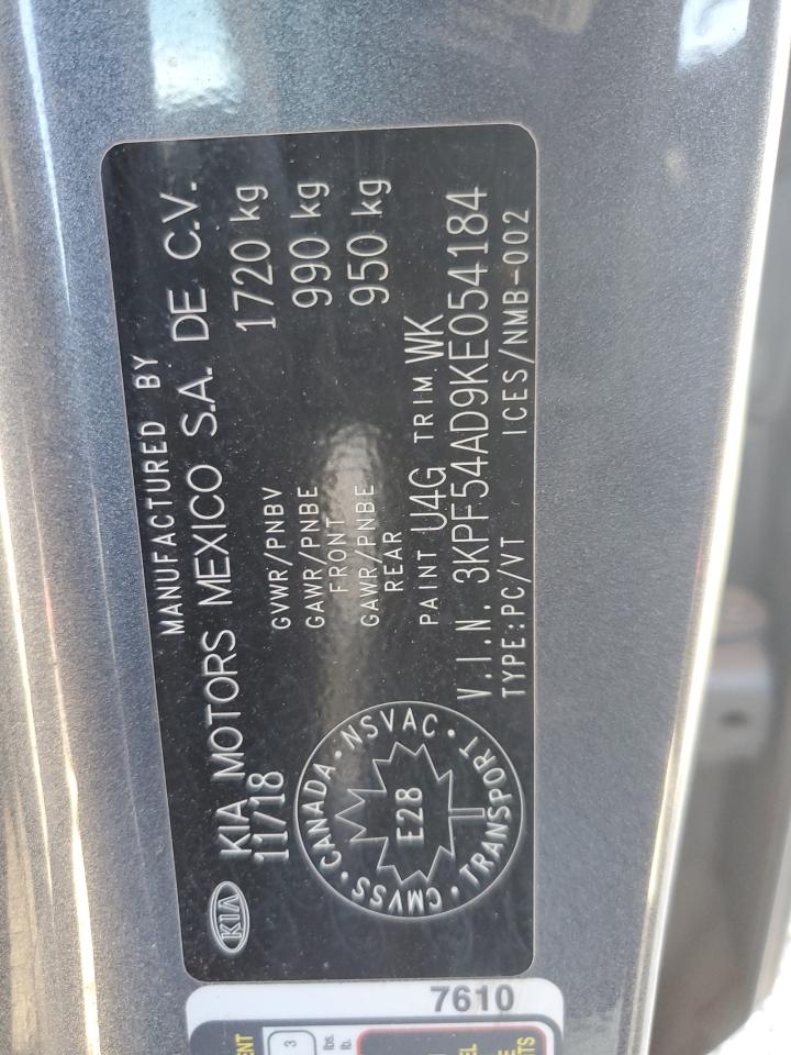 2019 Kia Forte Ex VIN: 3KPF54AD9KE054184 Lot: 85928255