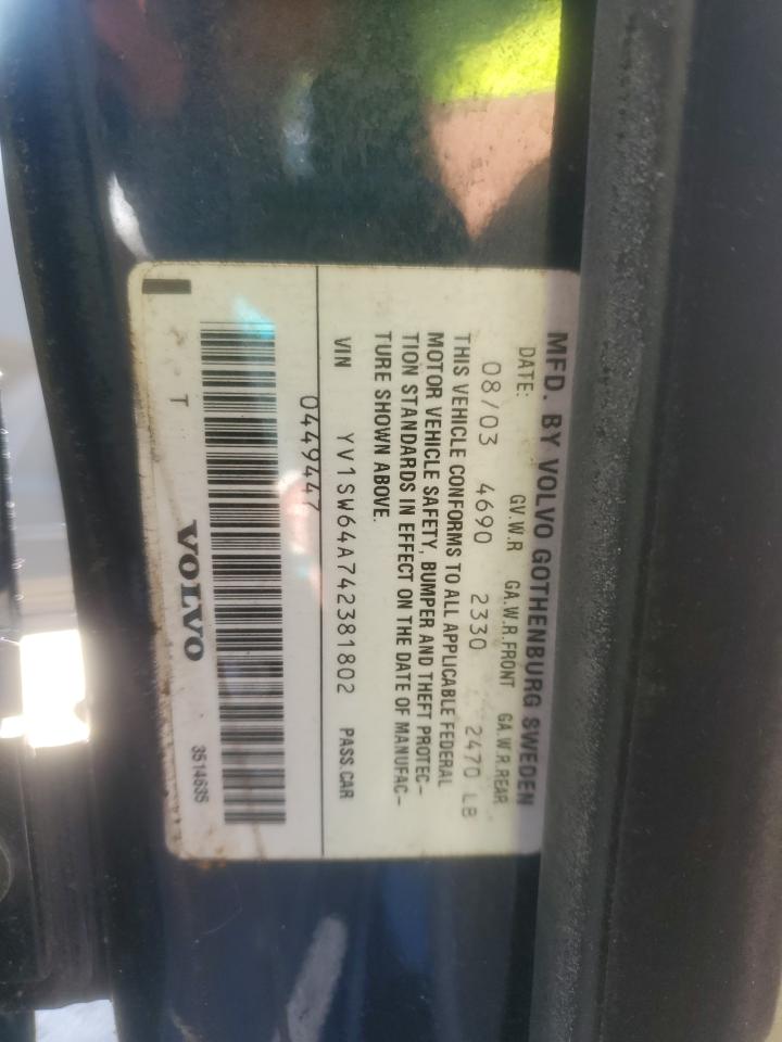 2004 Volvo V70 VIN: YV1SW64A742381802 Lot: 85273405