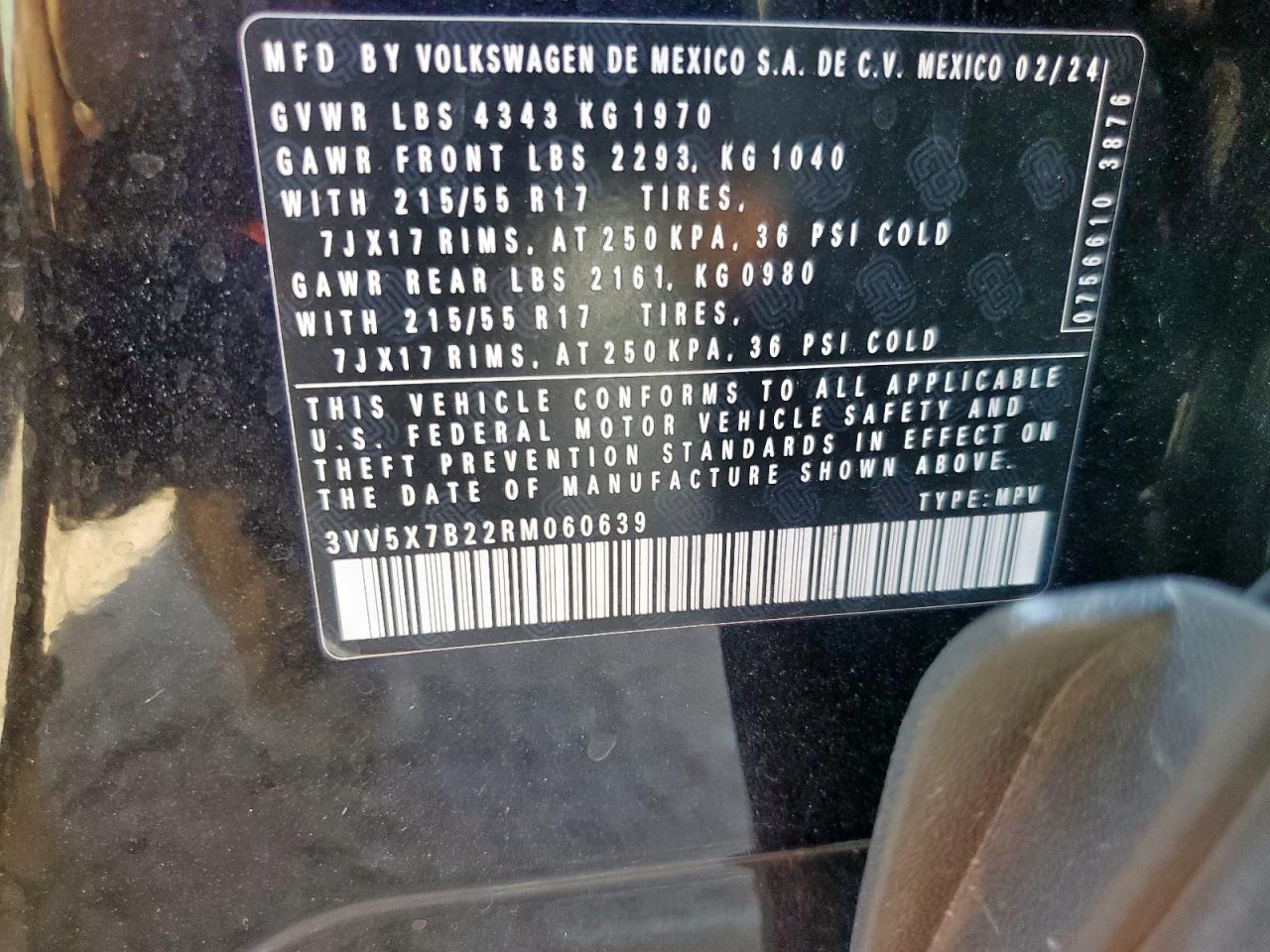 2024 Volkswagen Taos S VIN: 3VV5X7B22RM060639 Lot: 84928395