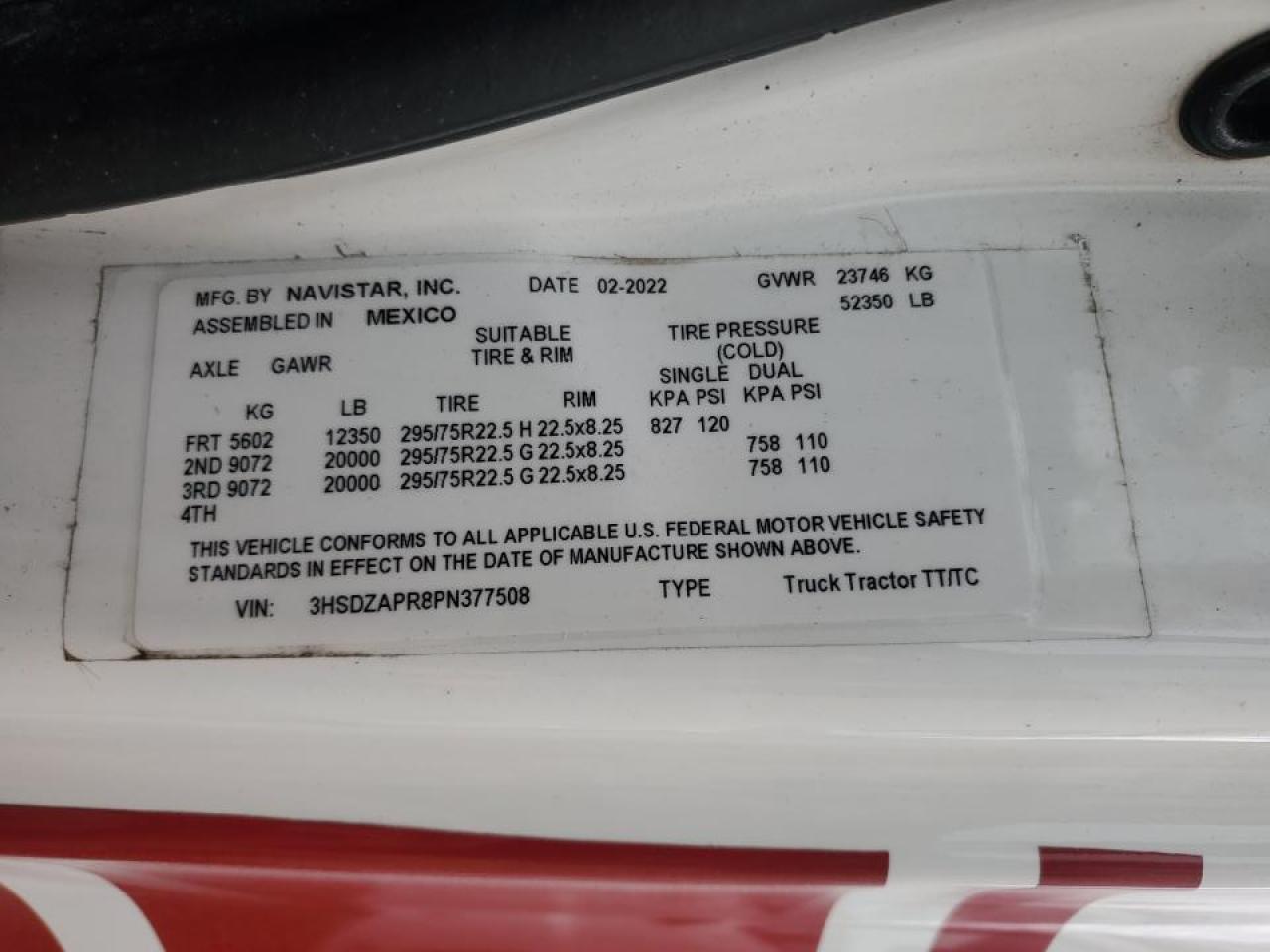 2023 International Lt625 Semi Truck VIN: 3HSDZAPR8PN377508 Lot: 87272345