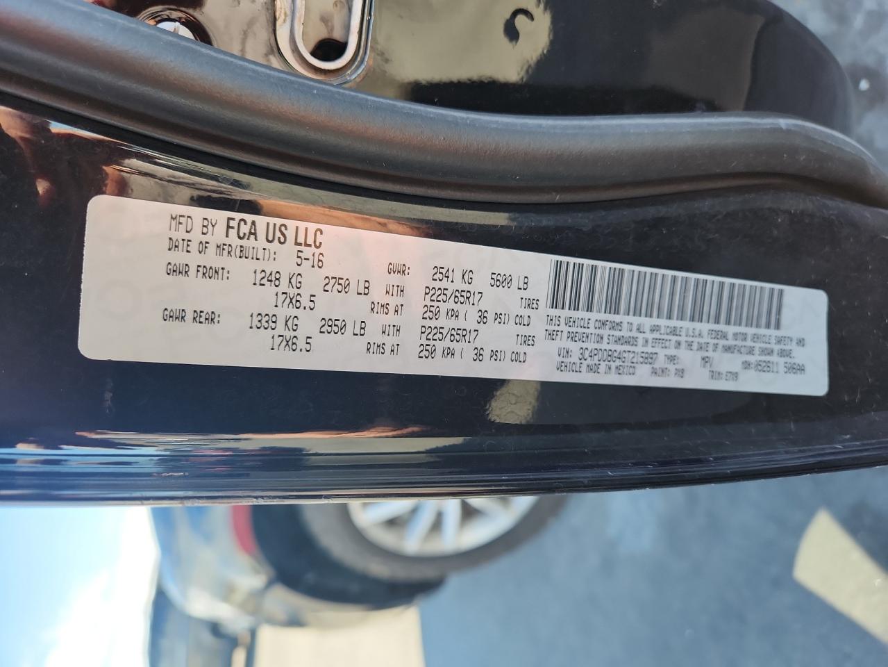 2016 Dodge Journey Sxt VIN: 3C4PDDBG4GT215897 Lot: 82730845