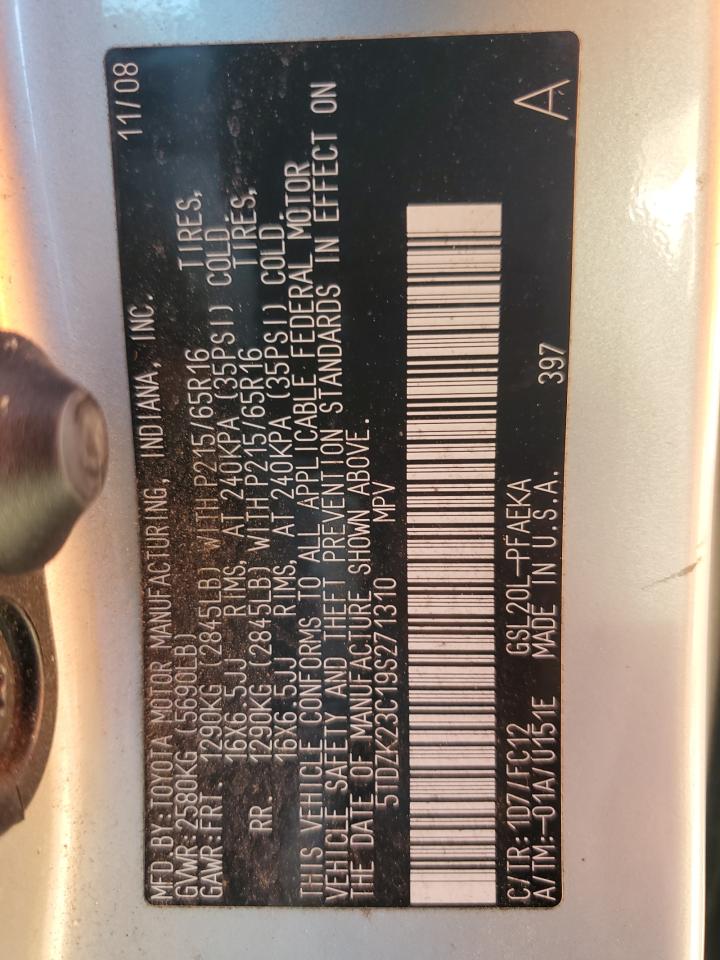 2009 Toyota Sienna Ce VIN: 5TDZK23C19S271310 Lot: 86179625