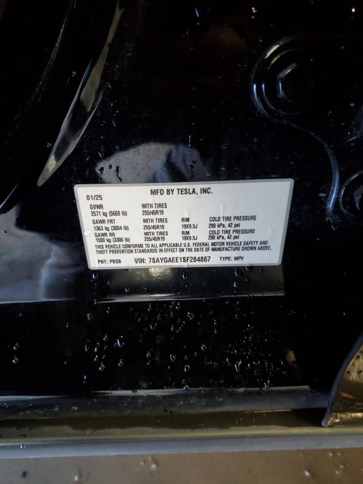 2025 Tesla Model Y VIN: 7SAYGAEE1SF284867 Lot: 85909375