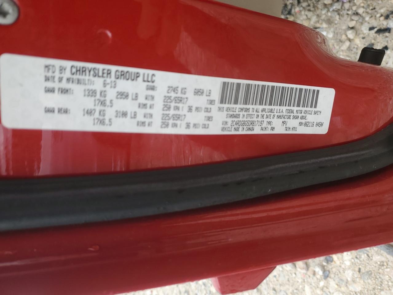 2013 Dodge Grand Caravan Se VIN: 2C4RDGBG5DR817197 Lot: 85297955