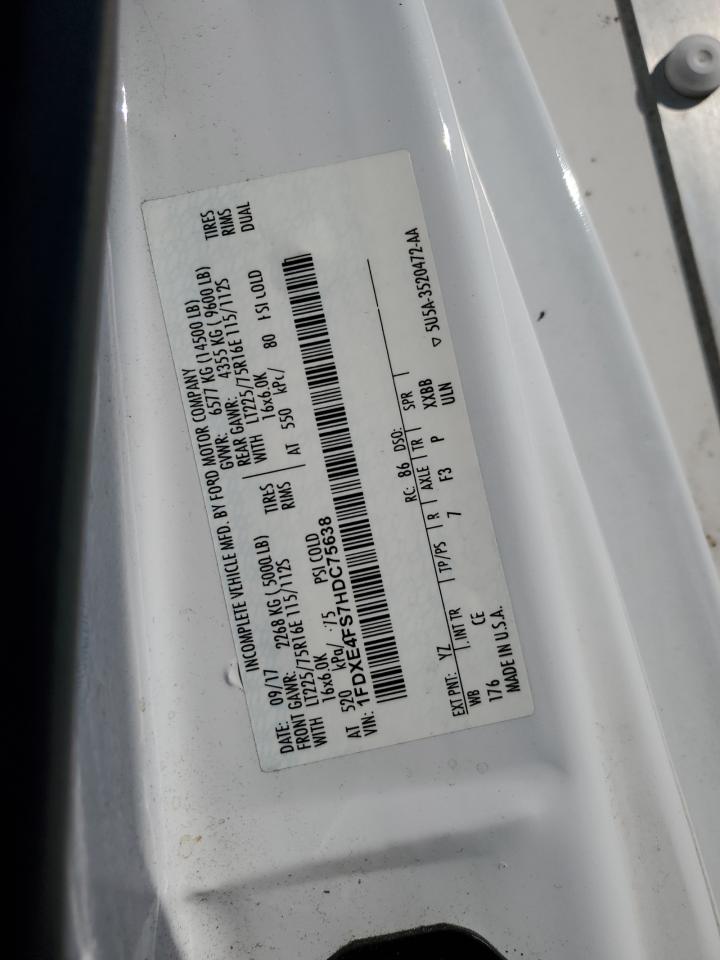2017 Ford Econoline E450 Super Duty Cutaway Van VIN: 1FDXE4FS7HDC75638 Lot: 86825325