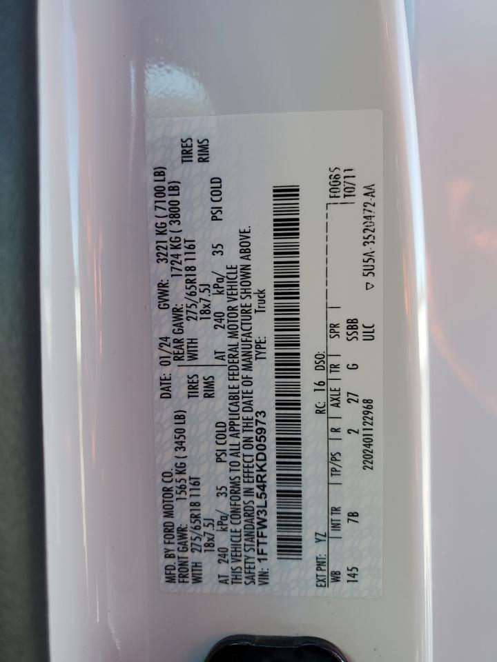 2024 Ford F150 Xlt VIN: 1FTFW3L54RKD05973 Lot: 87446625