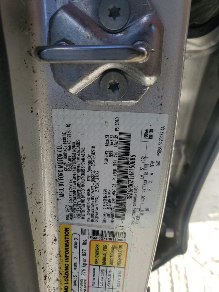 2017 Ford Fusion S VIN: 3FA6P0G71HR150886 Lot: 83905665