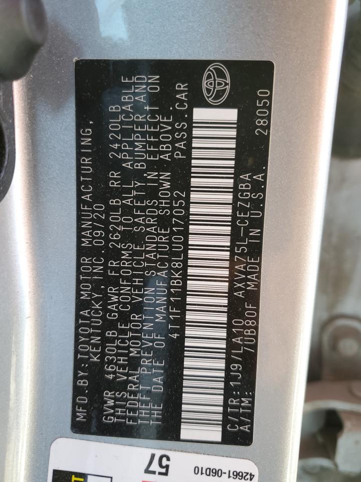 2020 Toyota Camry Xle VIN: 4T1F11BK8LU017052 Lot: 85386635