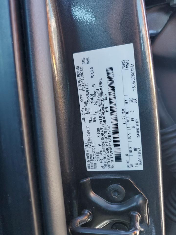 2016 Ford F150 Supercrew VIN: 1FTFW1EF1GFB19341 Lot: 82449125