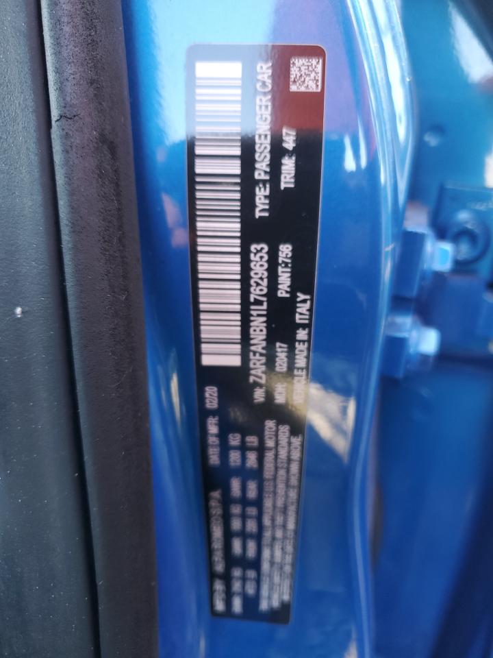 2020 Alfa Romeo Giulia Ti VIN: ZARFANBN1L7629653 Lot: 85662865