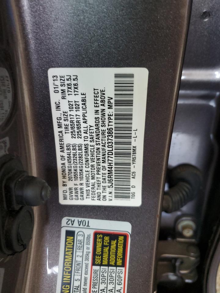 2013 Honda Cr-V Exl VIN: 5J6RM4H77DL037386 Lot: 85783885