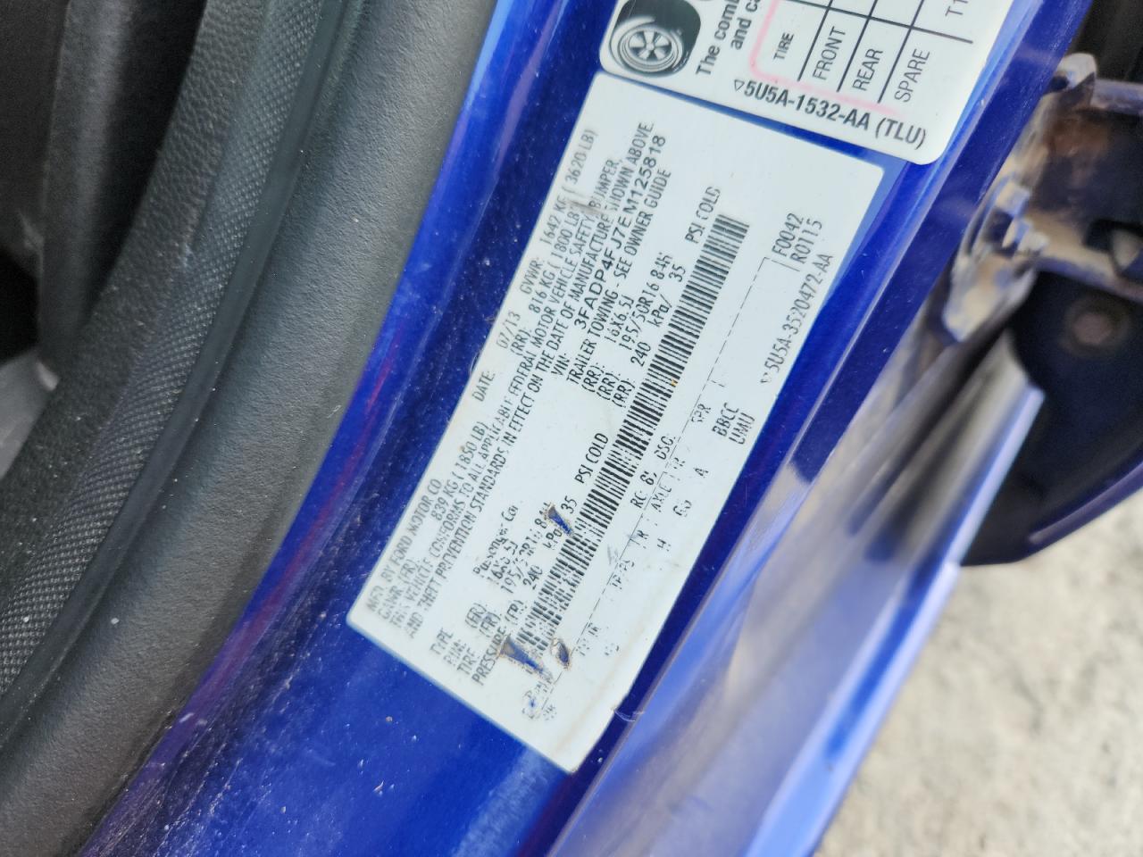 2014 Ford Fiesta Titanium VIN: 3FADP4FJ7EM125818 Lot: 82490415