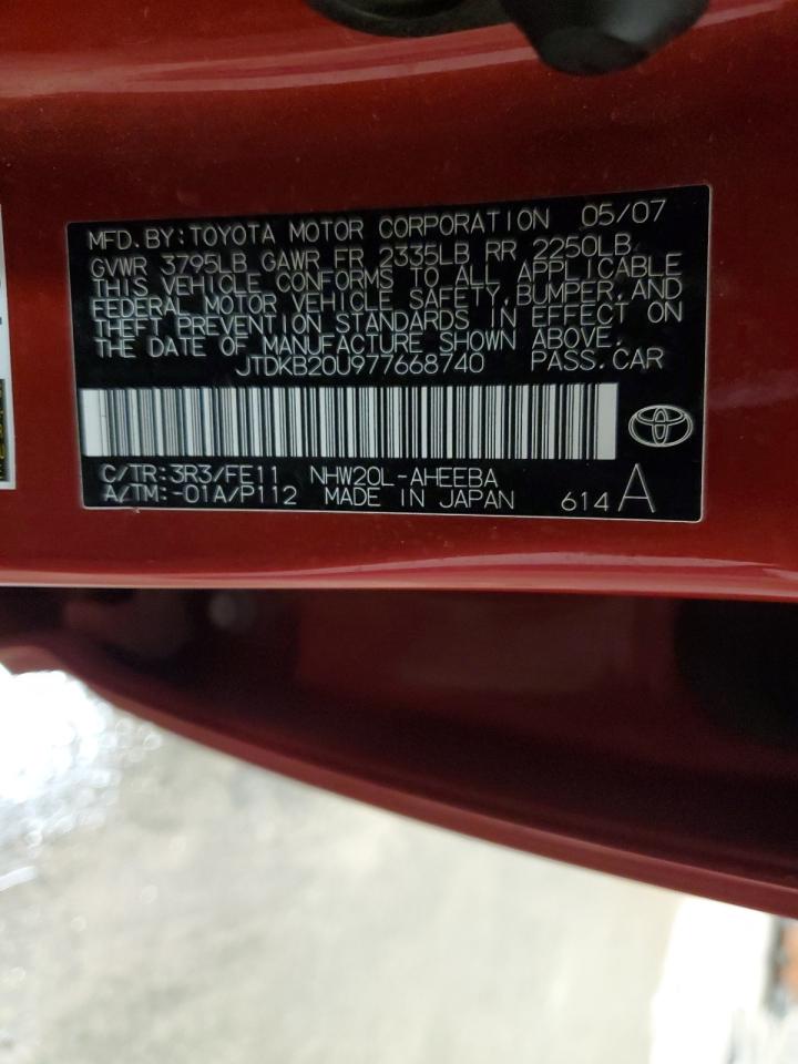 2007 Toyota Prius VIN: JTDKB20U977668740 Lot: 85510275