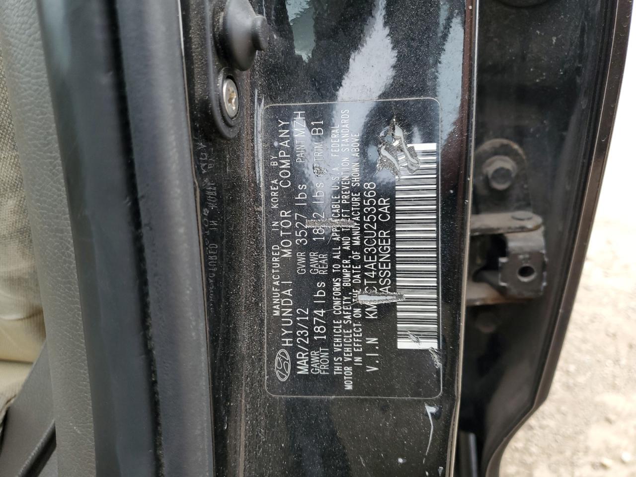 2012 Hyundai Accent Gls VIN: KMHCT4AE3CU253568 Lot: 86075125