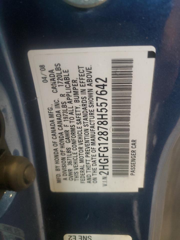 2008 Honda Civic Ex VIN: 2HGFG12878H557642 Lot: 85887525