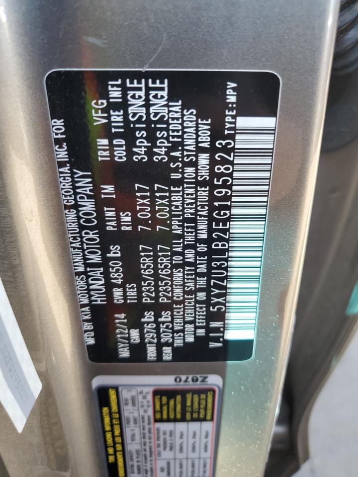 2014 Hyundai Santa Fe Sport VIN: 5XYZU3LB2EG195823 Lot: 82414075