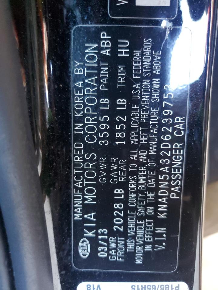 2013 Kia Rio Ex VIN: KNADN5A32D6239753 Lot: 90077945