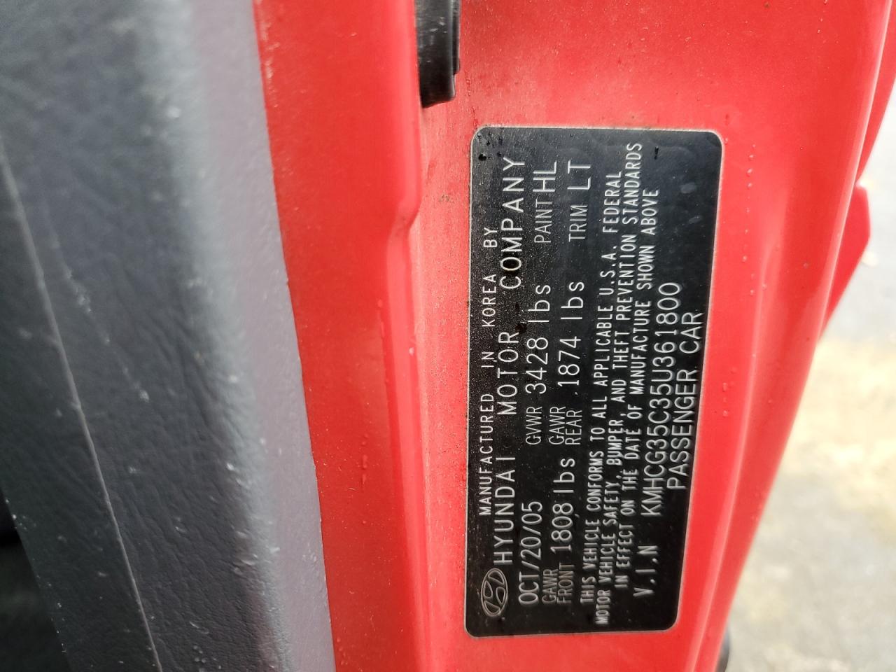 2005 Hyundai Accent Gs VIN: KMHCG35C35U361800 Lot: 90652645