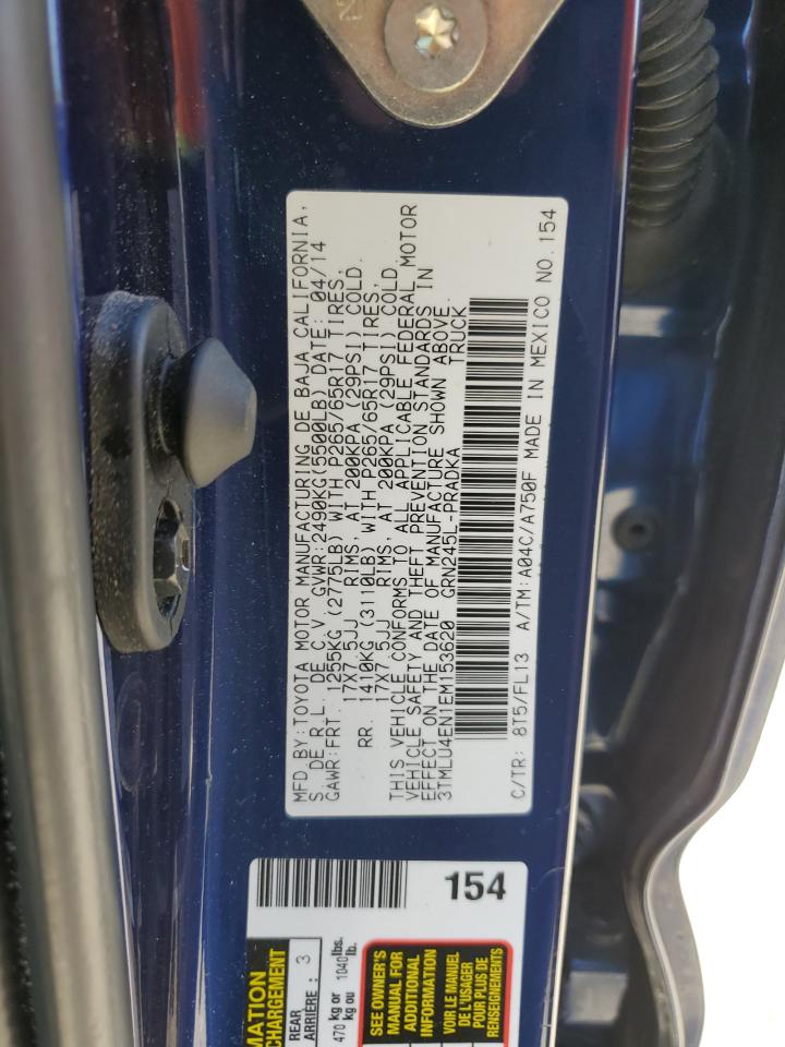 2014 Toyota Tacoma Double Cab VIN: 3TMLU4EN1EM153620 Lot: 85002905