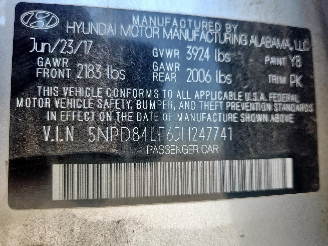 2018 Hyundai Elantra Sel VIN: 5NPD84LF6JH247741 Lot: 85355735