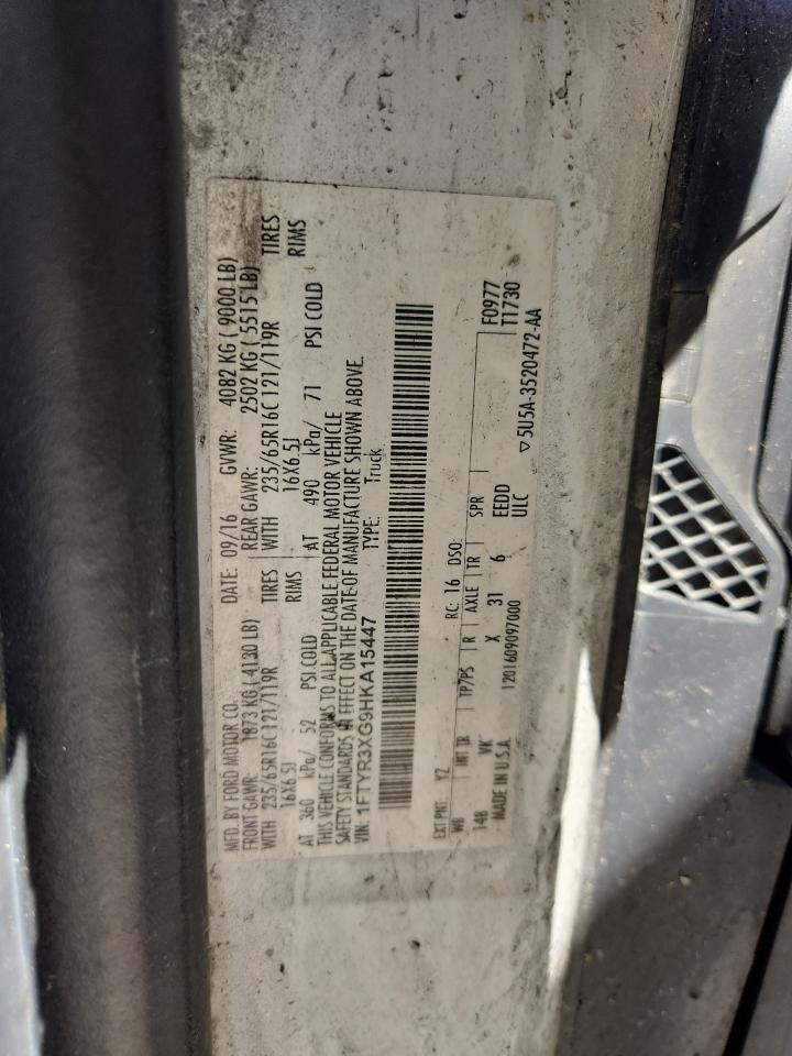 2017 Ford Transit T-250 VIN: 1FTYR3XG9HKA15447 Lot: 90526195